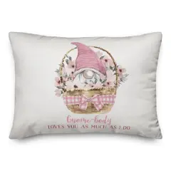 Gnome Valentine Basket Throw Pillow