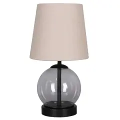 14" Black Metal & Glass Table Lamp with Natural Fabric Shade by Ashland&reg;