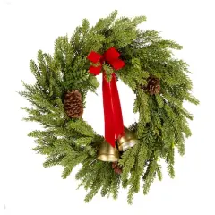 28" Christmas Bells Pine Wreath