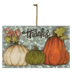 16.5" Give Thanks Fall Harvest Pumpkin Wall Sign
