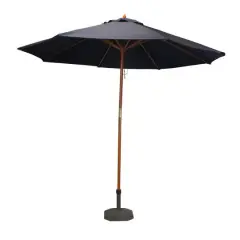 9ft. Navy Blue & Cherry Wood Outdoor Patio Market Umbrella