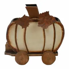 10.5" Fall Harvest Pumpkin Cart Tabletop Decoration