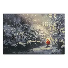 Santa Walking in the Snow Canvas Wall Art