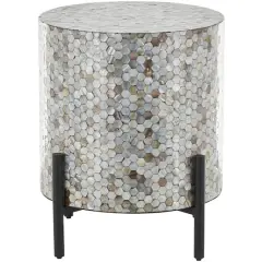 22.5" Multicolor Mother of Pearl Abstract Handmade Inlay Side End Accent Table