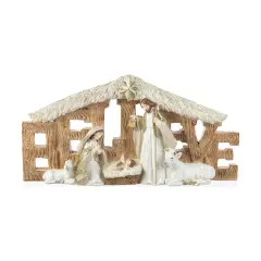 Glitzhome&reg; 11.75" Resin "BELIEVE" Holy Family Figurine