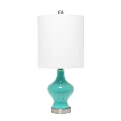 Lalia Home 22.5" Paseo Table Lamp with White Fabric Shade Teal and Linen White
