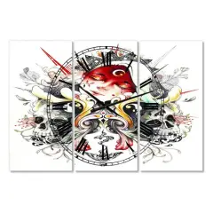 Designart 'Sleeping Girl On Blossoming Skulls Oversized Modern Multipanel Wall Clock
