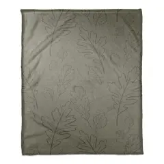 Green Leaf Patterned Coral Fleece Blanket