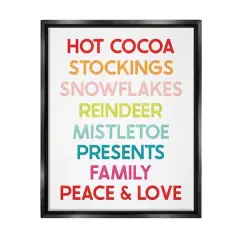Stupell Industries Peace & Love Rainbow Christmas List Framed Floater Canvas Wall Art Black