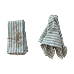 Hello Honey&reg; Blue & Natural Striped Cotton Napkins, 4ct.