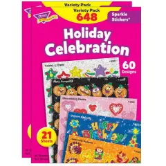Trend Enterprises&reg; Sparkle Stickers&reg; Holiday Celebration Variety Pack, 2 Packs of 648ct.