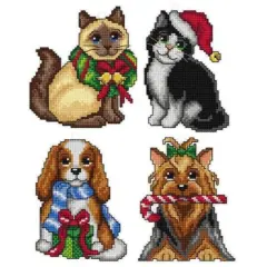 Orchidea Plastic Canvas Counted Cross Stitch Kit With Plastic Canvas Christmas Set of 4 Designs