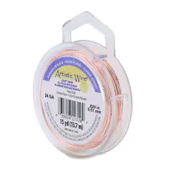 Artistic Wire&reg; 24 Gauge Silver Plated Tarnish Resistant Colored Copper Craft Wire, 15yd. Rose Gold