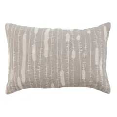 Hello Honey&reg; Gray & Cream Embroidered Cotton Lumbar Pillow Cover