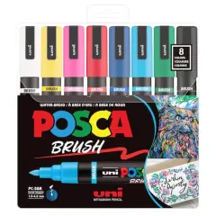 POSCA&reg; PC-5BR 8 Color Brush Tip Paint Marker Set