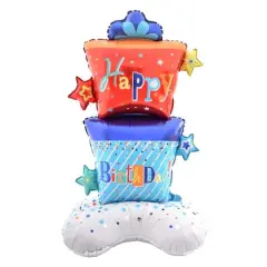 Wizardi Red & Blue Happy Birthday Gifts Standing Foil Balloon Decoration