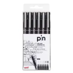 Uni-Ball&reg; Pin Black Fineliner Drawing 6 Pen Set
