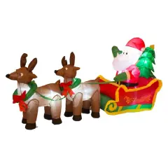 Glitzhome&reg; 7ft. LED Inflatable Santa Sleigh