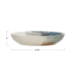 Hello Honey&reg; 8.75" Hand-Painted Cream & Blue Stoneware Serving Bowl Set