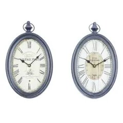 15" Metal Vintage Wall Clock, 2ct.