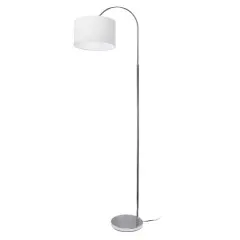 Simple Designs 65" Arched Brushed Nickel Floor Lamp White