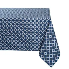 Nautical Blue Lattice Tablecloth 60" x 104"
