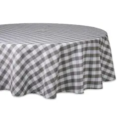 DII&reg; 70" Round Gray & White Checkers Tablecloth