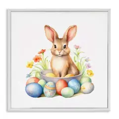 Stupell Industries Easter Bunny & Eggs Framed Giclee Art White
