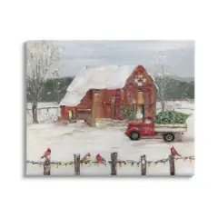 Stupell Industries Holiday Barn Winter Scene Canvas Wall Art