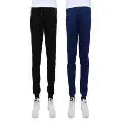 Galaxy by Harvic Men's Fleece-Lined Jogger Sweatpants With Zipper Pockets 2 Pack Black and Navy