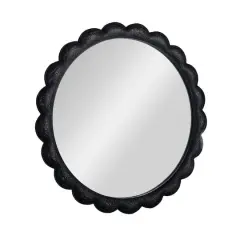 Hello Honey&reg; 27" Black Round Scalloped Wood Wall Mirror