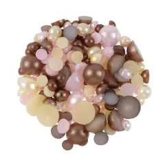 Ivory, Pink & Brown Round Plastic Flatback Pearl Mix, 5,100ct. by Bead Landing&trade;