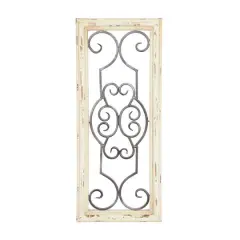 25" White Farmhouse Ornamental Wood & Metal Wall D&eacute;cor