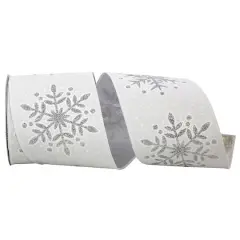 JAM Paper 4" x 10yd. Wired Snowflake Glitter Ribbon