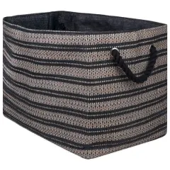 DII&reg; Large Stone Basketweave & Black Stripe Rectangle Paper Basket