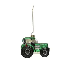 Hello Honey&reg; Hand-Painted Mercury Glass Tractor Ornament with Lights and Glitter