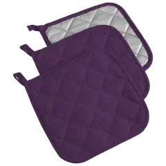 DII&reg; Terry Cloth Potholders, 3ct. Eggplant