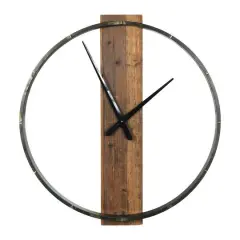 2.5ft Metal and Wood Wall Clock