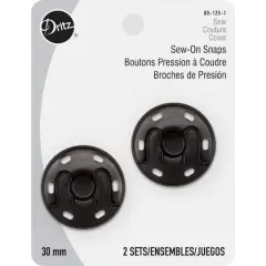 Dritz&reg; Large Black Sew-On Snaps, 2 Sets