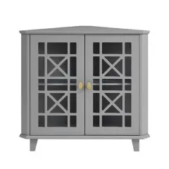 Walker Edison 30" Grey Fretwork Corner Accent Cabinet