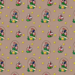 Nintendo&reg; Super Mario Brown Lucky Mario Cotton Fabric