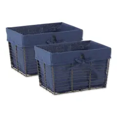 DII&reg; Medium Vintage Gray Wire Basket with French Blue Liner, 2ct.