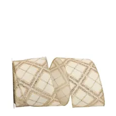 JAM Paper 2.5" x 10yd. Glitter Christmas Diamonds Wired Ribbon