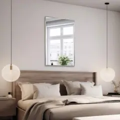 Head West Brushed Nickel 22" x 34" Float Framed Accent Mirror