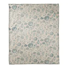 Blue Multicolor Shell Coral Fleece Blanket Blush