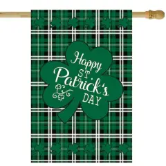 Happy St. Patrick's Day Plaid Outdoor House Flag 28" x 40"