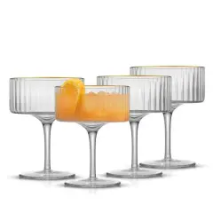 JoyJolt&reg; Christian Siriano 10oz. Optic Gold Rim Coupe Glasses, 4ct.