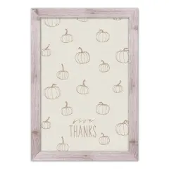Dusty Rose Pumpkin Give Thanks Print in Western White Frame