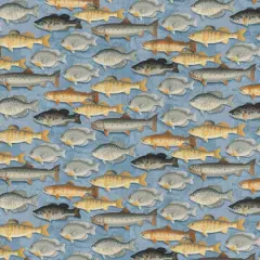 Fabric Traditions Blue Fish Cotton Fabric