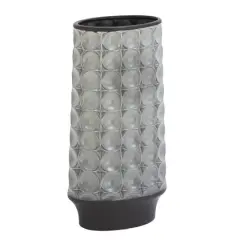 14" Silver Stoneware Vintage Vase